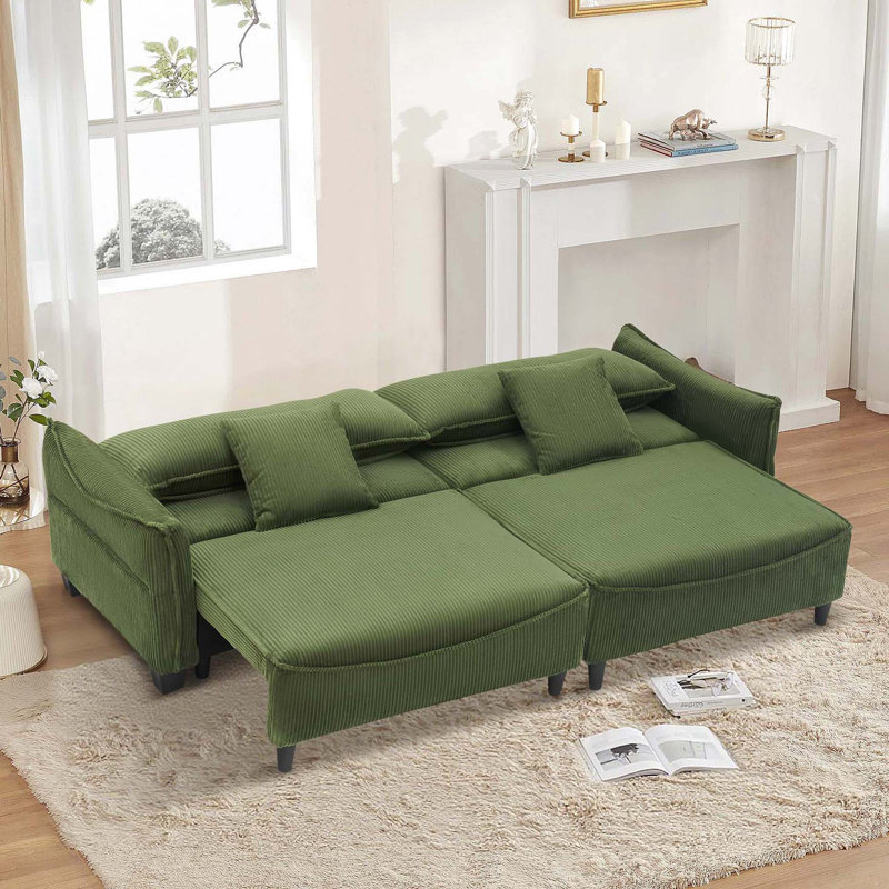 Canapé Trinety, Velours côtelé vert