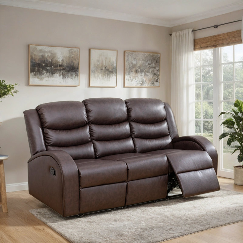 72" Luxcomfort Leather Reclining Sofa – Plush Seating For Ultimate Relaxation, Brown