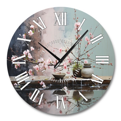Asian Art Zen Garden II - Asian Art White Face Wall Clock