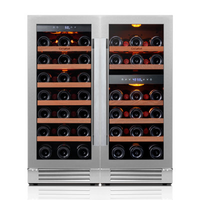 30" 61-bottle 3-zone Wine Cooler, Built-in & Freestanding, 6 Cu.ft. Wine Refrigerator With 40–65°f, Amber/blue/white Led, Uv-protected Double Glass, Hidden Hinges, Frost-free, Carbon Filter, Front Vent, Compressor & Fan Cooling Wine Fridge