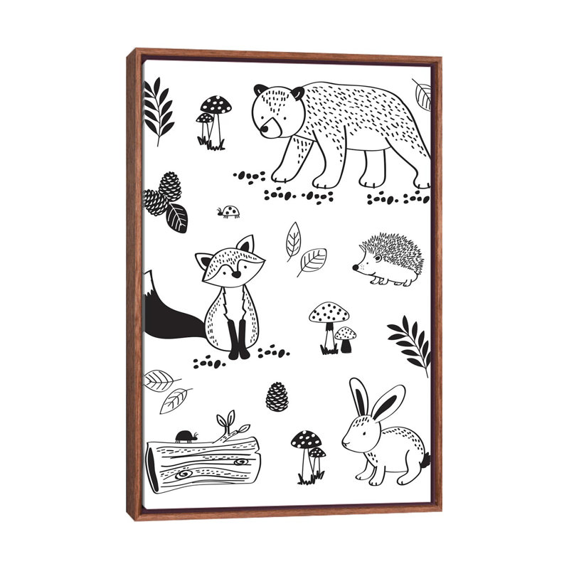 «Juvenile Woodland II» par Lisa White boutons - impression d'art graphique, H 40 po x l 26 po x P 1,5 po, Pas de tapis