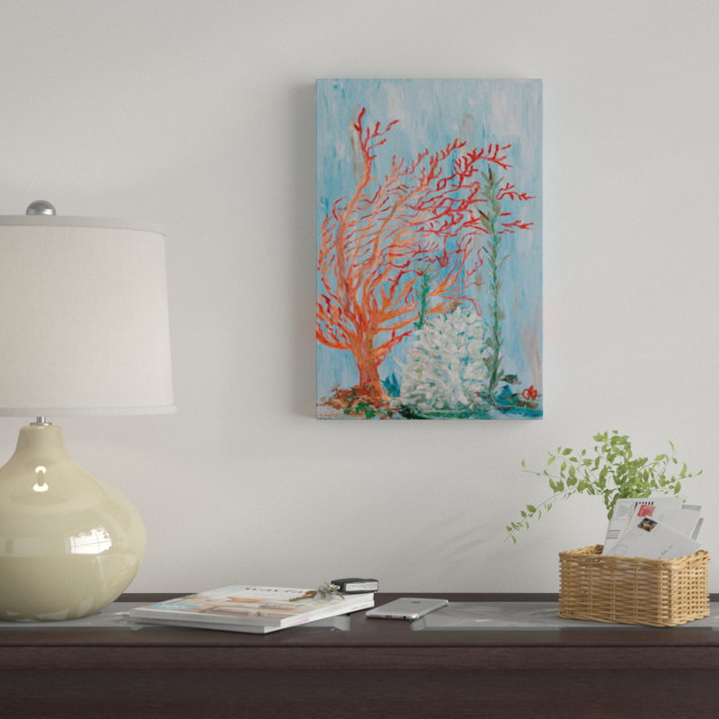 «Painterly Coral I», reproduction sur toile, H 60 po x l 40po x P 1,5 po, Toile tendue, Pas de tapis