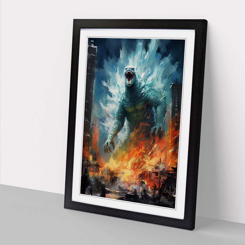Godzilla Impressionism - Framed Print