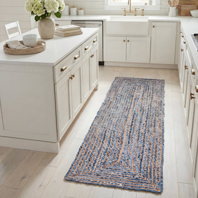 Demar Handmade Flatweave Blue/Natural Area Rug