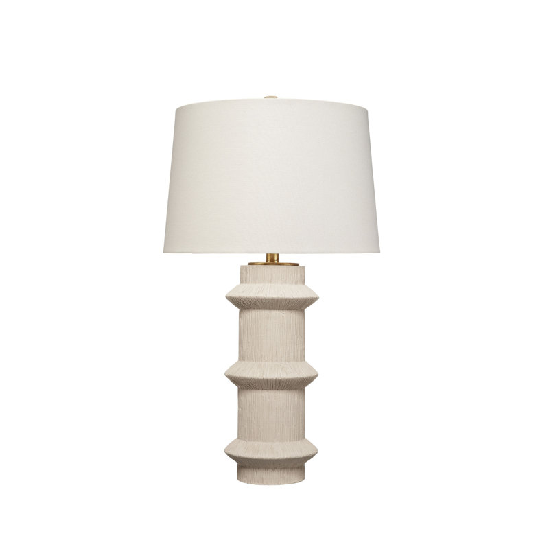 Lampe de table en polyrésine avec abat-jour en lin Trousdale