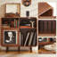 Support pour tourne-disque 31,5 "avec rangement en vinyle, armoire de rangement pour disques Mid-Century avec station de charge, support pour table tournante pour salon, coin musical, noyer