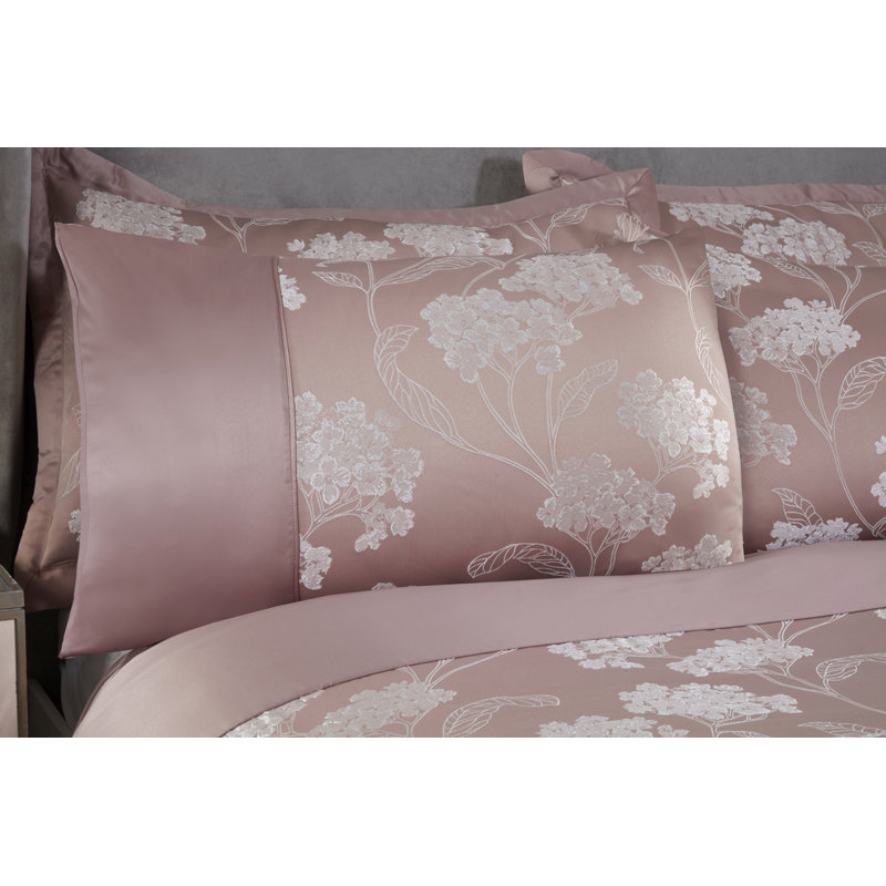 Blossom Satin Floral Bedding with Pillowcases, Blush Pink, Single