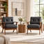 Fauteuil d'appoint rétro moderne du milieu du siècle, structure en bois massif de 71 cm de large, recouvert de tissu.