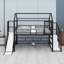 Lit mezzanine en métal avec glissières, escaliers et tablettes de rangement-236234493