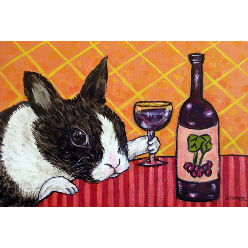«Bunny Wine» par Jay Schmetz - reproduction sur toile, 30 po x 45 po