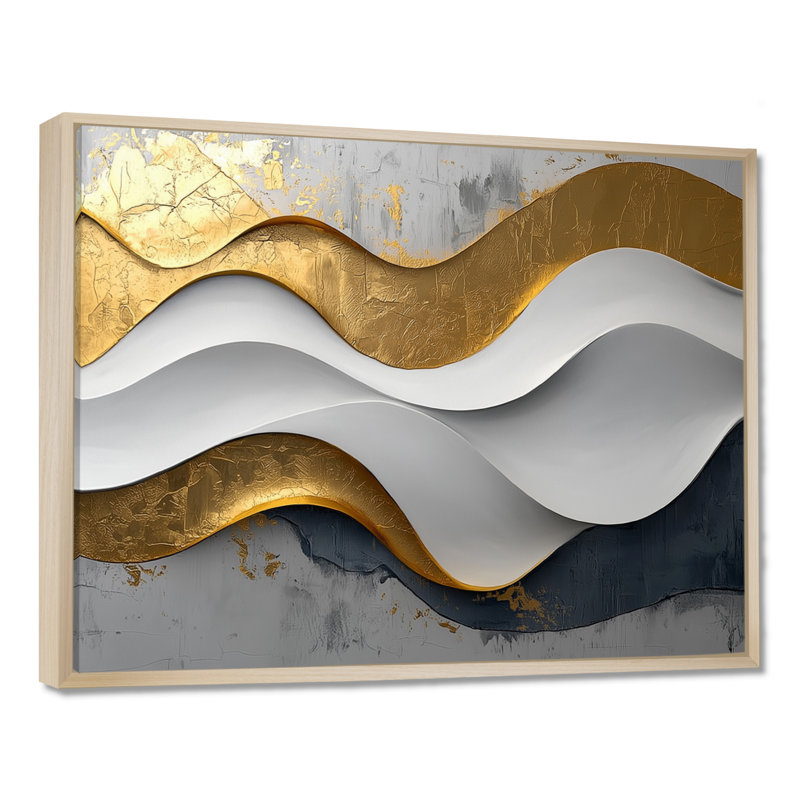 Amaro VI - Abstract Large Wall Art, Cadre flottant, Crème, crème, H 24 po x l 32 po