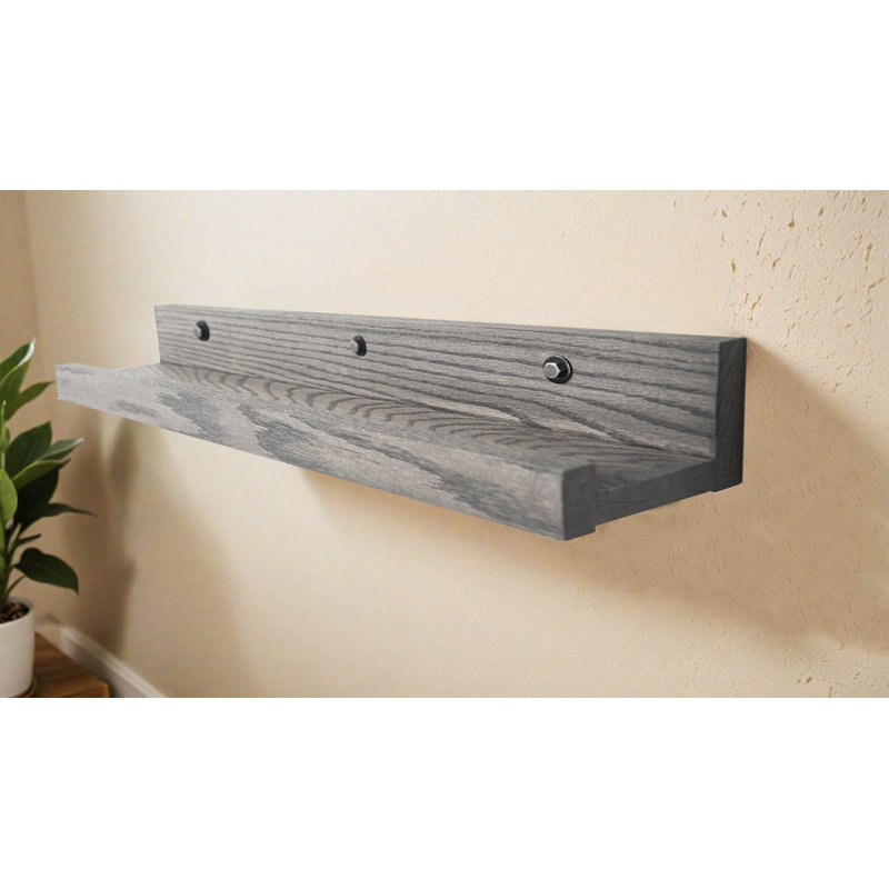 Grandes tablettes rayonnées en chêne massif 3 pièces Rayne, 46x6x5