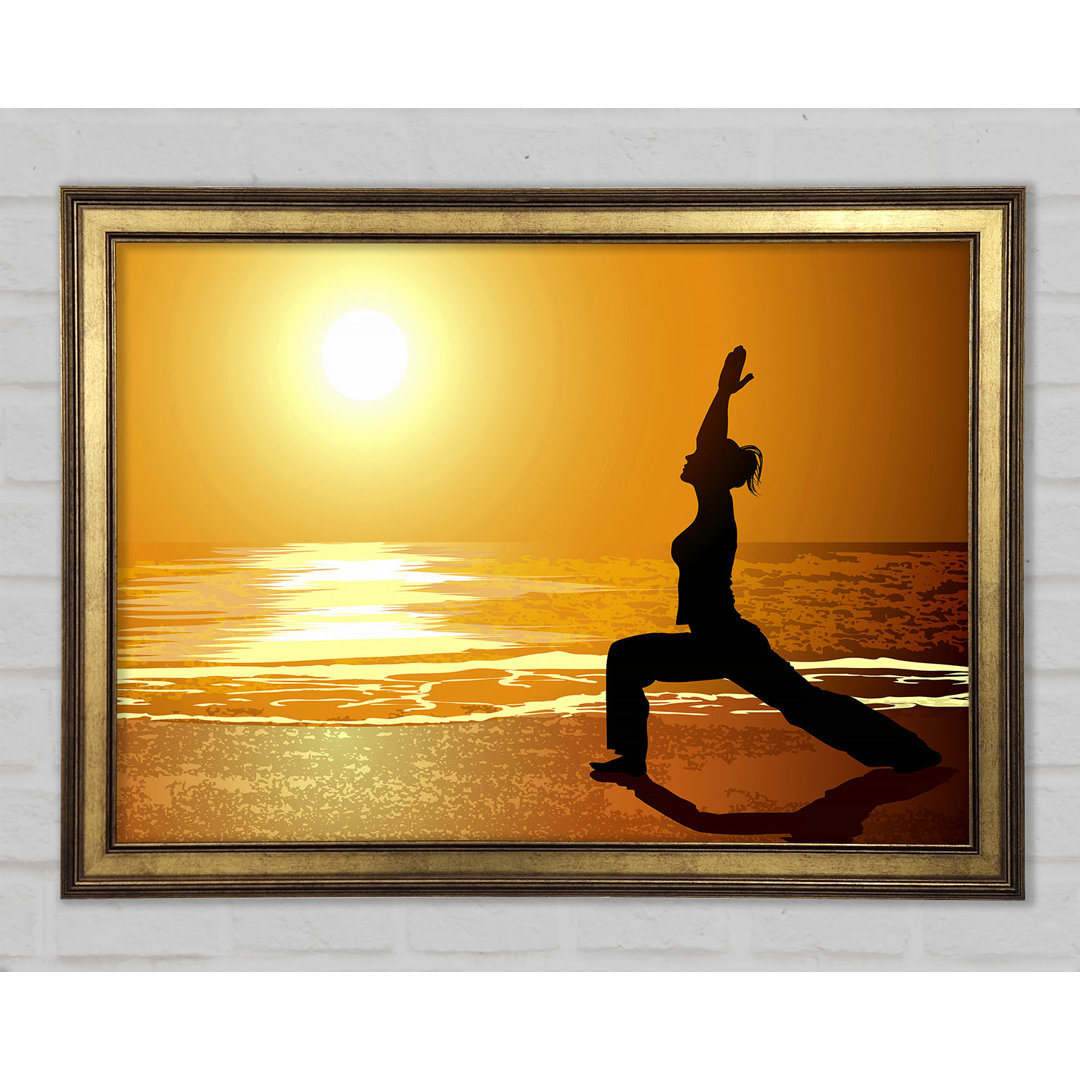 Gerahmtes Leinwandbild Yoga Sunset