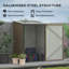 3.3 Ft Lean To Steel Garden Shed, With Locking Door - Brown