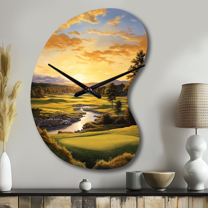 Golf Golden Hour Golf - Boom Shape Unique Golf Wall Clock, Large