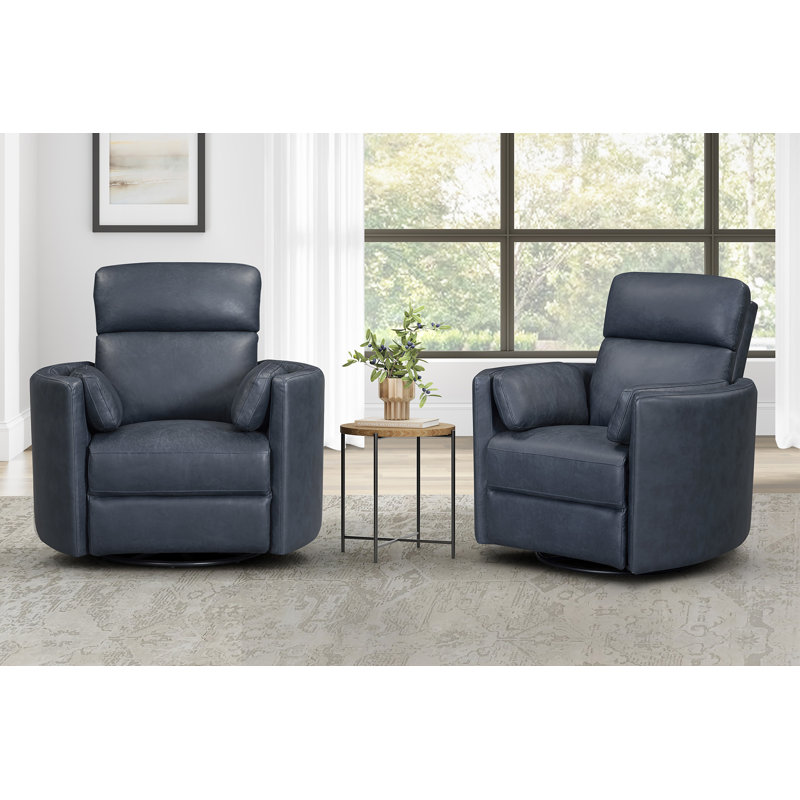 Ensemble de deux fauteuils inclinables et pivotants, Vintage Navy Top Grain Leather