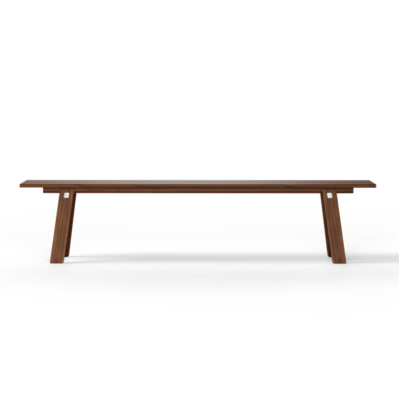 T & B Solid Wood Dining Bench, Walnut Dark