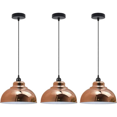 Ensemble de 3 luminaires suspendus modernes, plafonniers suspendus en métal avec cordon réglable, éclairage de base E26 pour îlot de cuisine, salle à manger, chambre à coucher, couloir, style contemporain