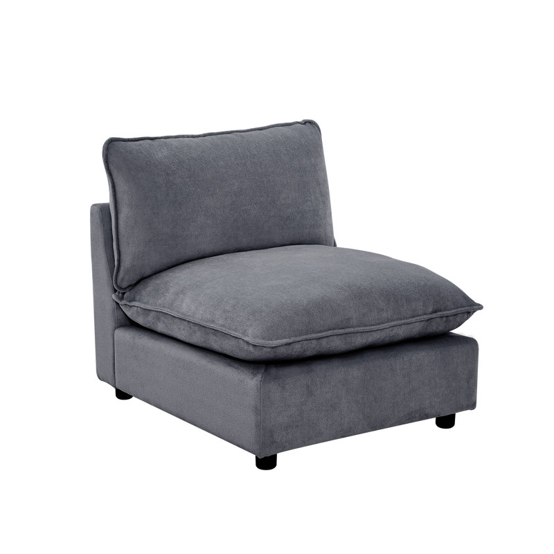 31.5" Heffernan Accent Chair Modular Sectional Sofa, Blue Chenille