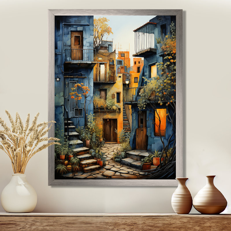 Art mexicain, paysage, odyssée d'Oaxaca I - art mural mexicain, H 44 po x l 34 po x P 1,5 po, Cadre simple argenté