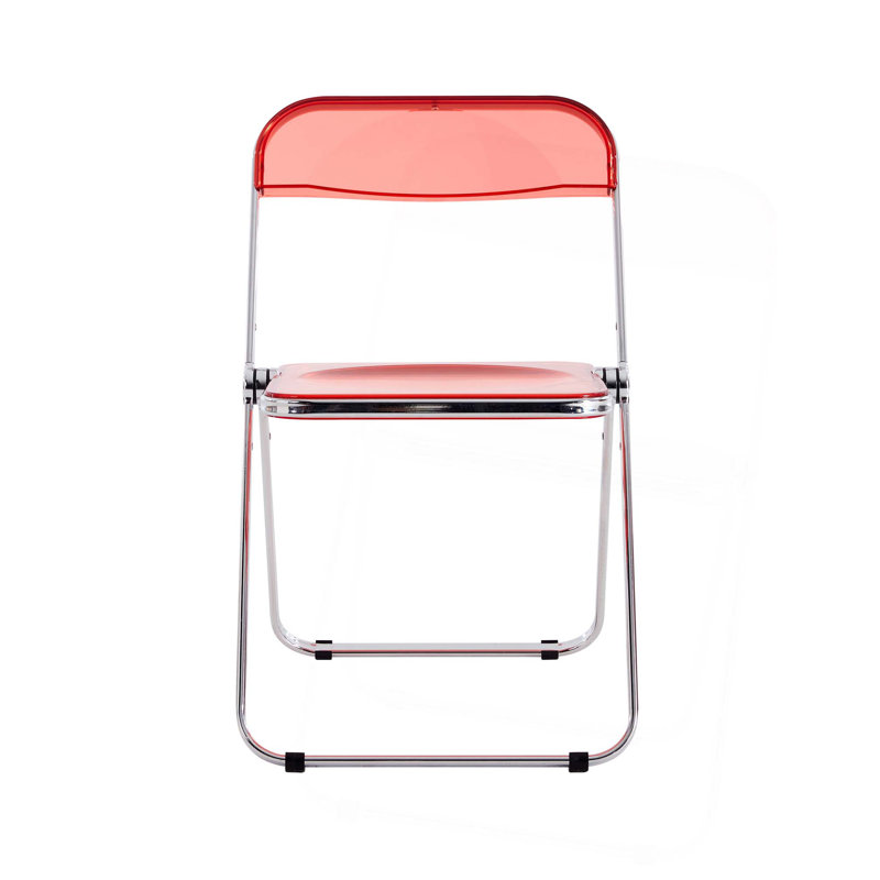 Chaise pliante transparente en plastique, Rouge