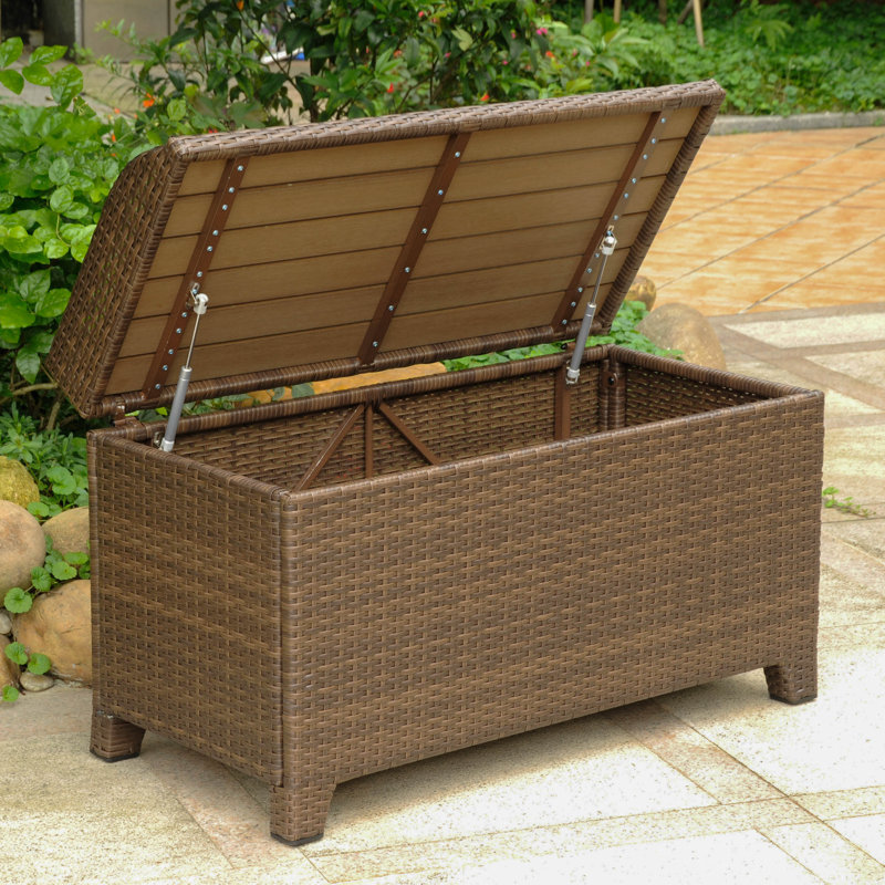 Banc de rangement en plastique Brade, Brun antique