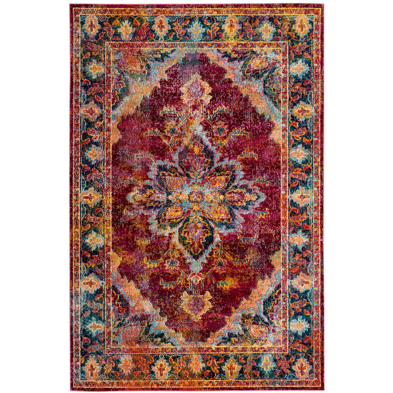 Tapis oriental rubis / bleu marine Mabel, Rectangle 6 pi 7 po x 9 pi 2 po