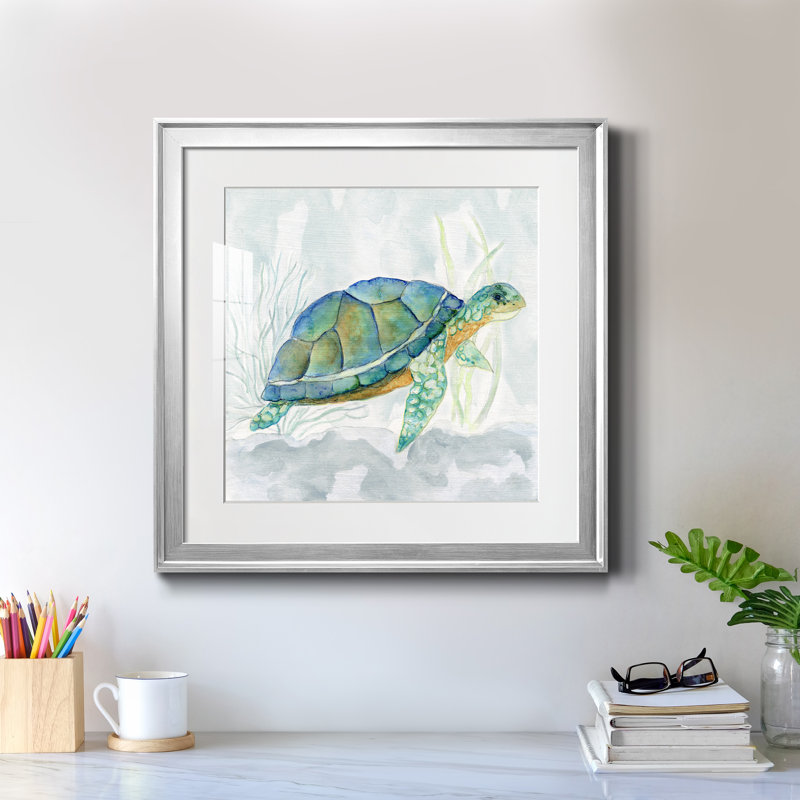 Riding the Current I - peinture encadrée, H 22,5 po x l 22,5 po x P 1,5 po, Encadrement argenté