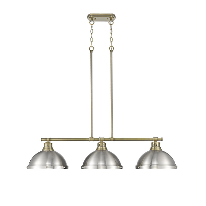 Laramy 3-Light Linear Pendant, Pewer, Aged Brass