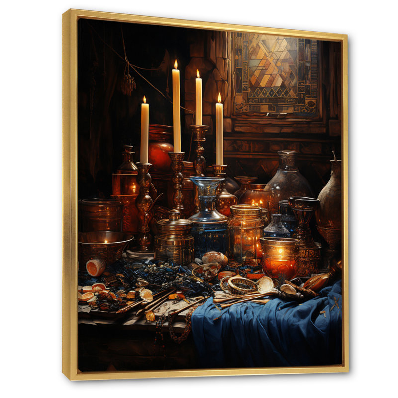 Égypte, offrande Divine sur toile, H 20 po x l 12 po x P 1 po, Cadre flottant doré