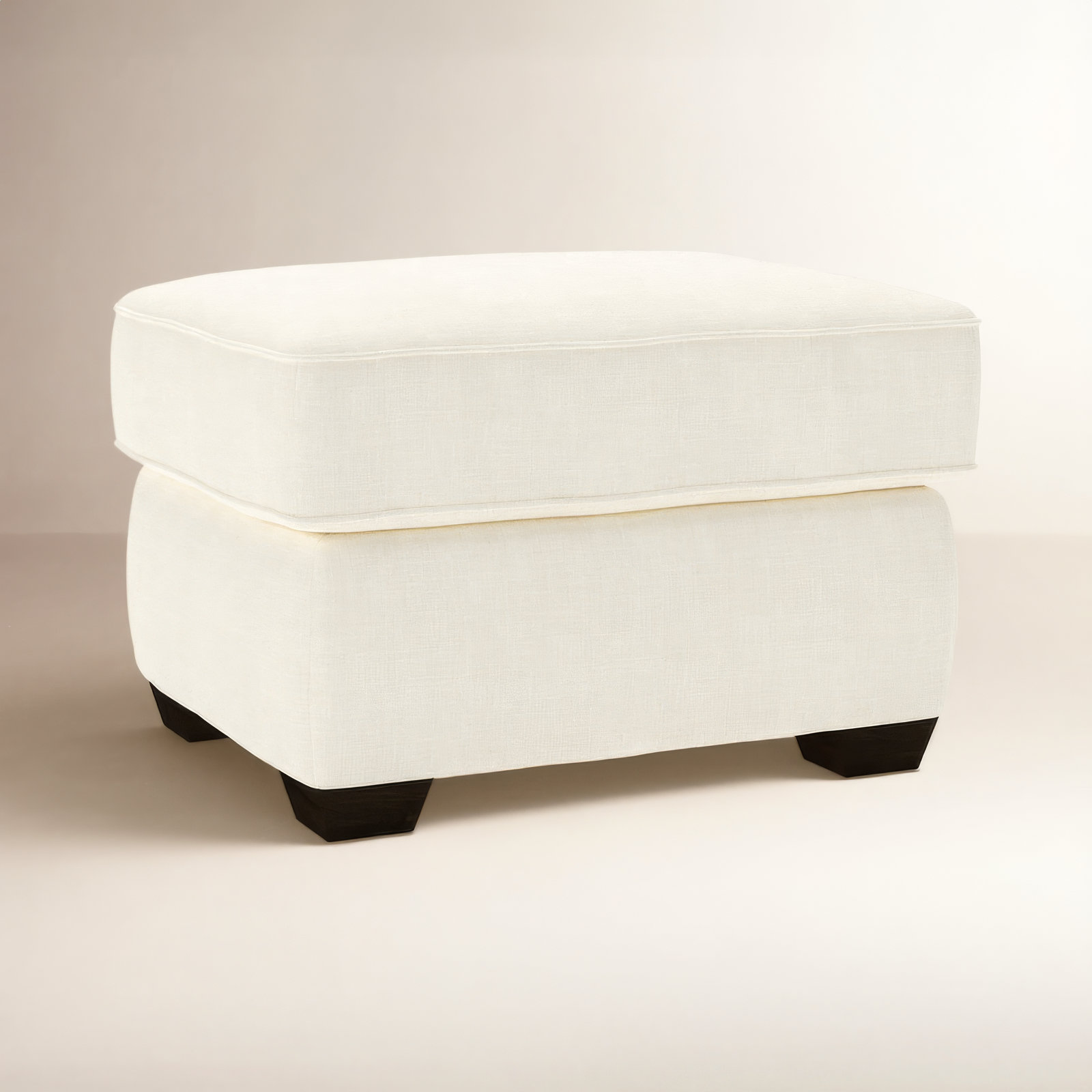 Gemi 29" Cotton Upholstered Ottoman, Conversation Pearl