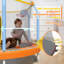 Trampoline 55 po pour enfants pour tout-petits intérieur et extérieur avec panier de basketball, orange