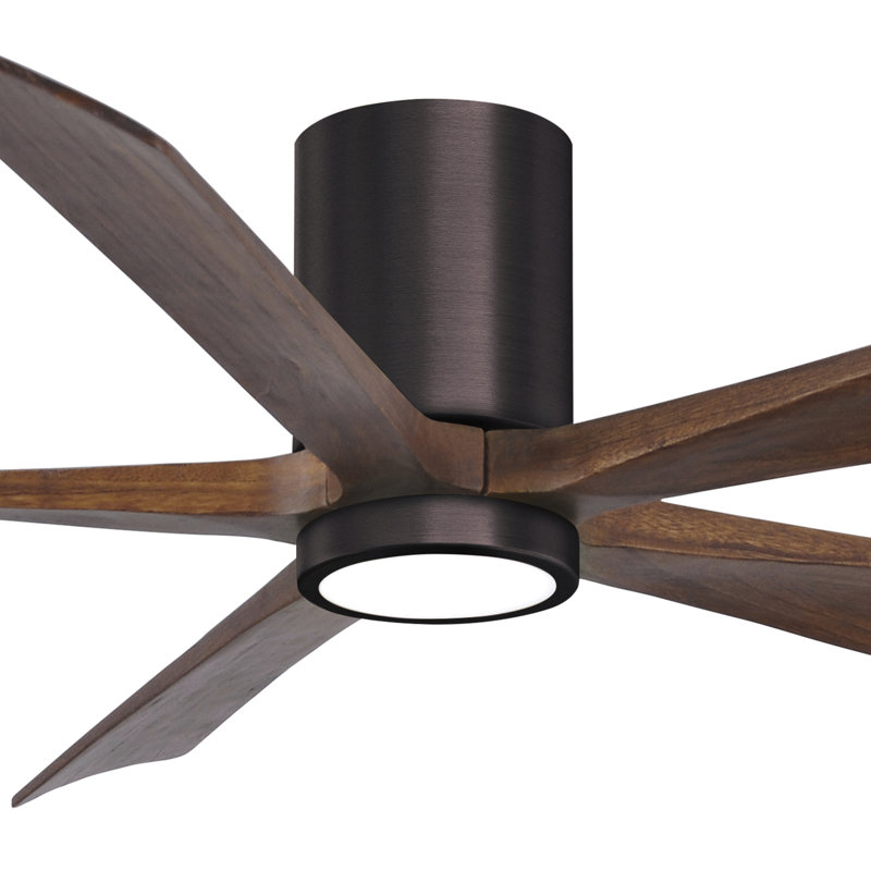 Ventilateur de plafond à 5 pales DEL avec ensemble d'éclairage inclus Irene, Bronze brossé, 60", Ton noyer