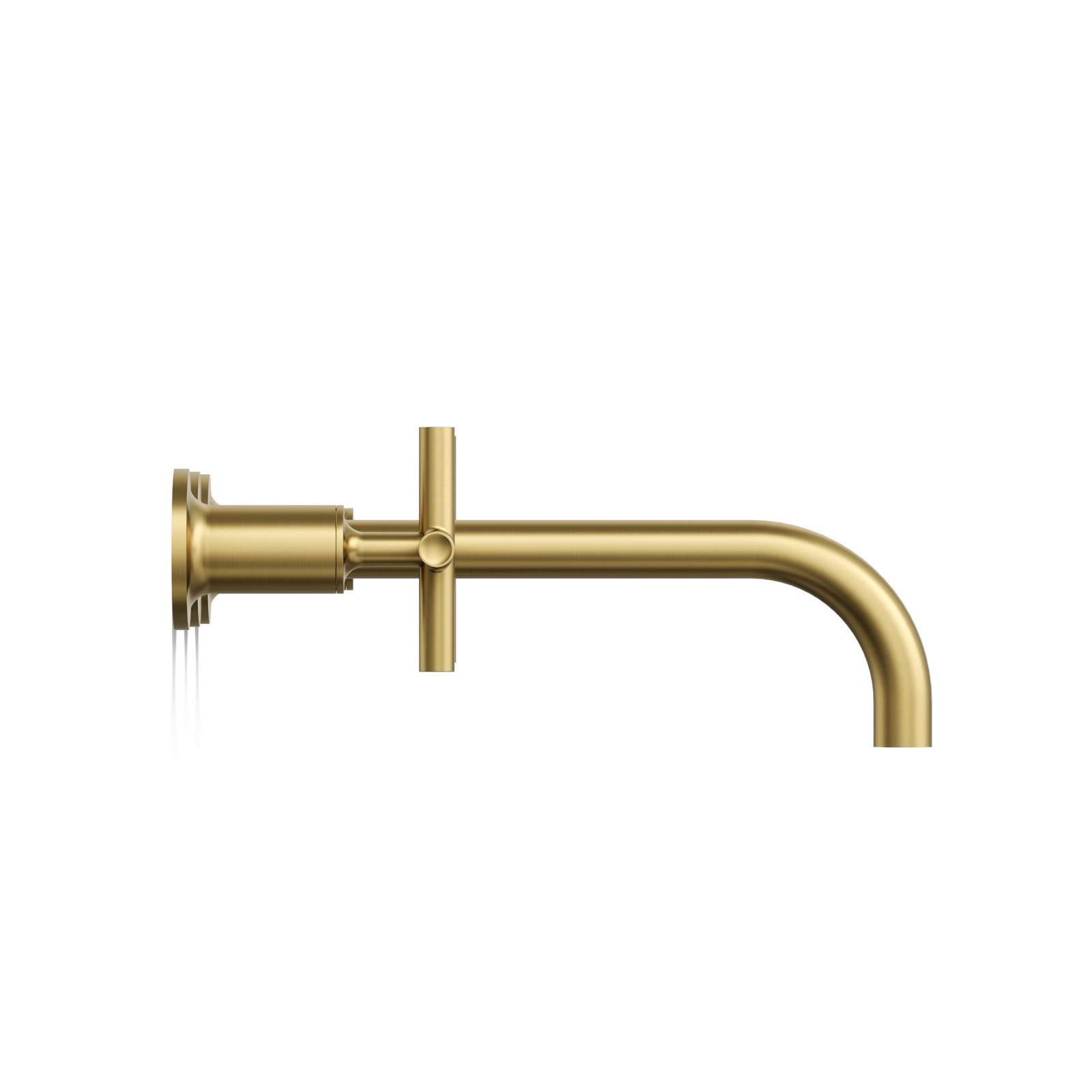 Purist Wall Mounted Bathroom Faucet, Vibrant Brushed Moderne Brass, Cross Handle