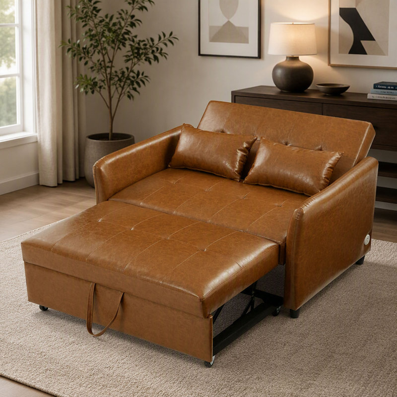 Fauteuil convertible 51,57 po avec accoudoirs surdimensionnés réglables avec trois ports USB pour les petits espaces