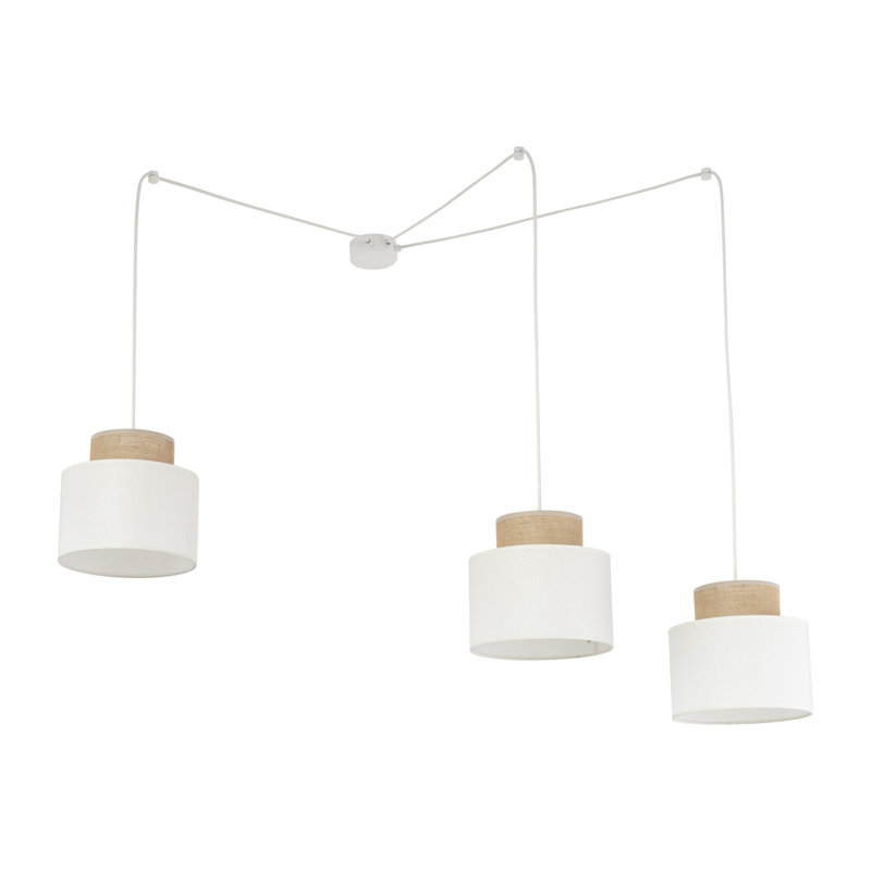 Luminaire suspendu naturel DUO en jute blanc 3, Blanc, 3