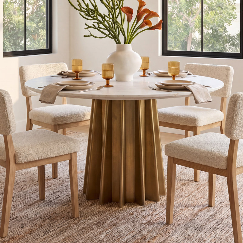 Premont Round Marble Top Dining Table