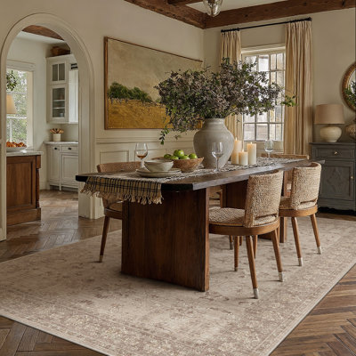 Adelyn Vintage Washable Area Rug with Non-Slip Backing