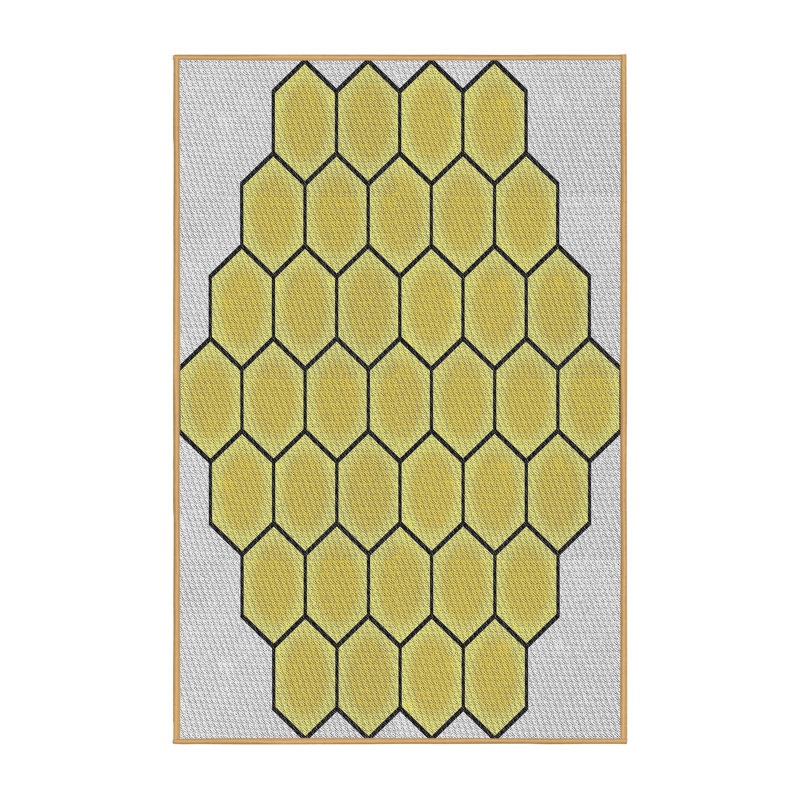 Tapis jaune/gris à motifs Hollie, Rectangle 5 pi x 7 pi