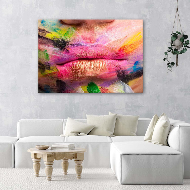 Colorful Lips Abstract - Wrapped Canvas Print, 70cm H x 100cm W