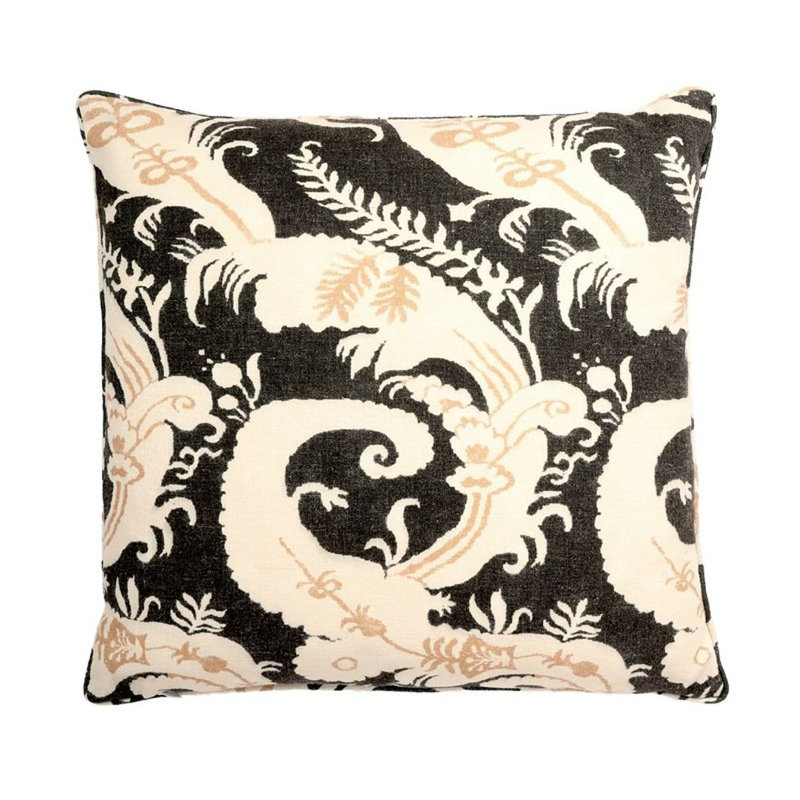 Housse et insert de coussin carré Vienna, Noir, H 20 po x l 20 po x P 6,5 po, Polyester/ Bourre en polyester
