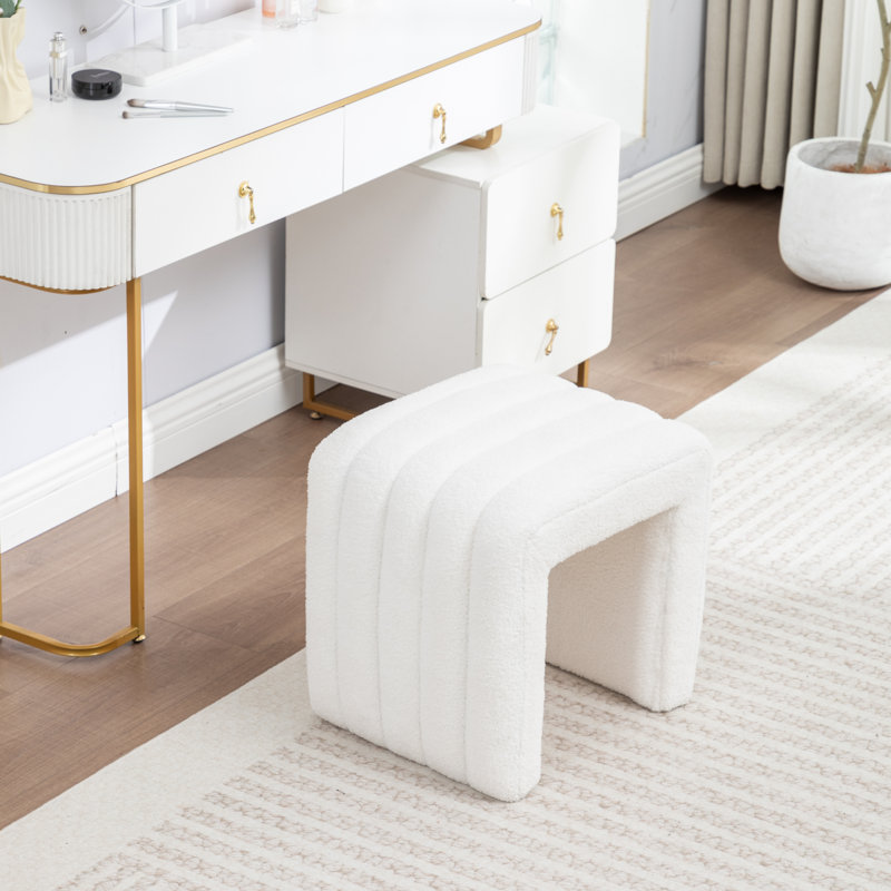 Tufted Upholstered Standard Ottoman, White