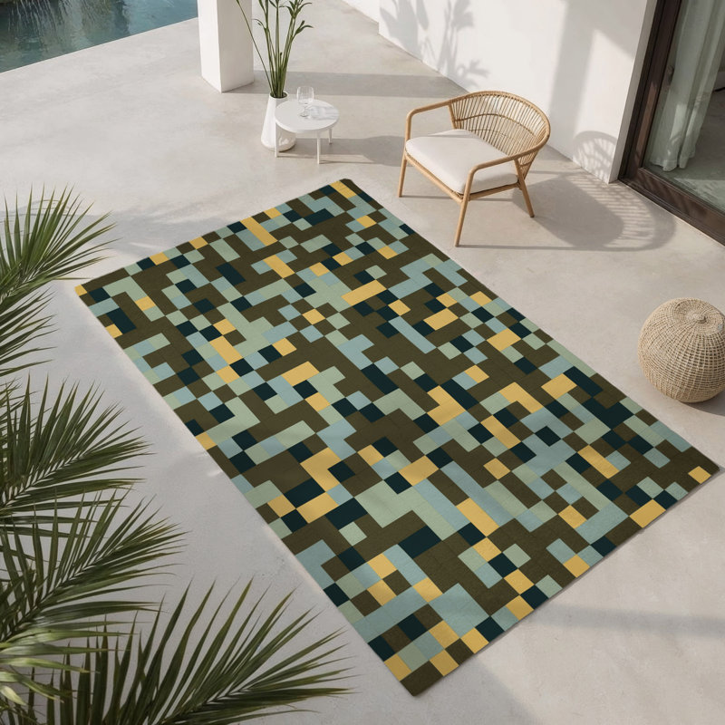 Fragmented Flora Indoor And Outdoor Area Rug, Rectangle 3' x 5'