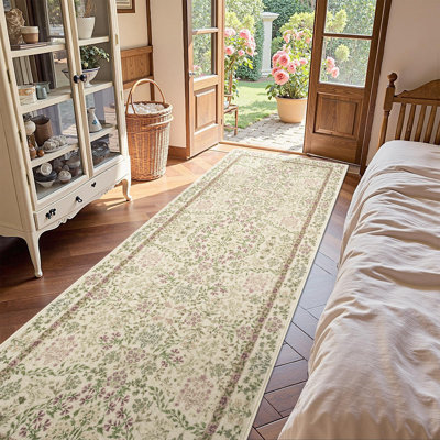 Floral Machine Washable Area Rug