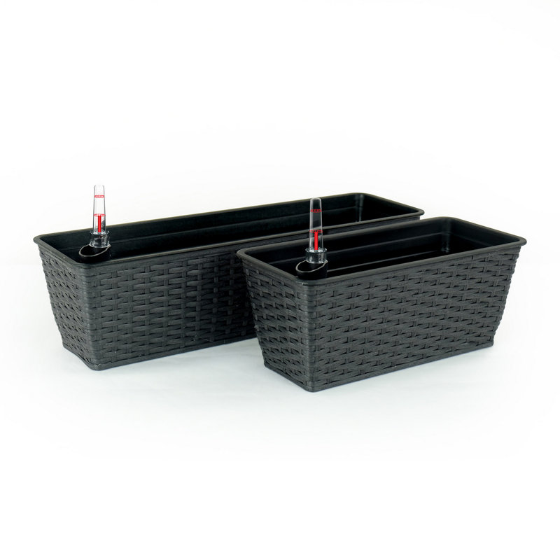 Annaleena 2-Pack Smart Self-watering Rectangle Planter Box, Espresso Brown