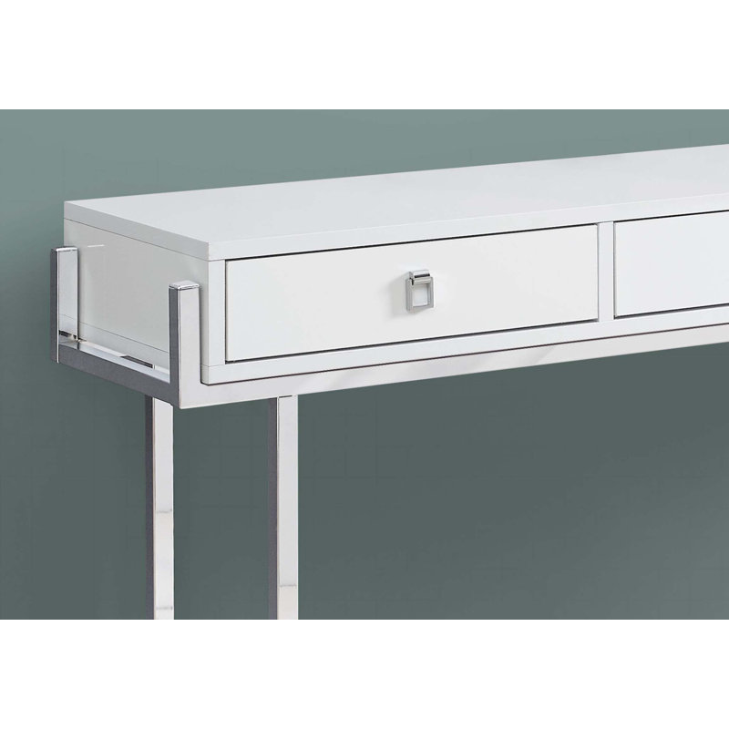 Geno 42.5'' Console Table, White/Silver