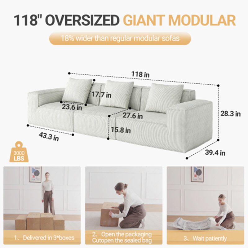 modular sofa can be converted into an oversized sofa
