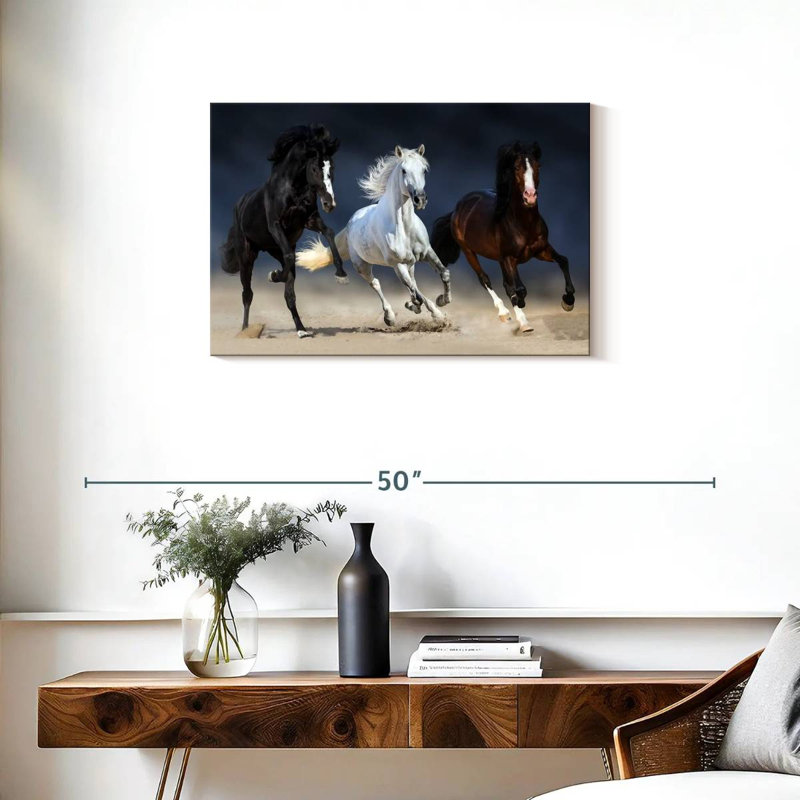 Trois chevaux ludiques Brampt, H 20 po x l 30 po