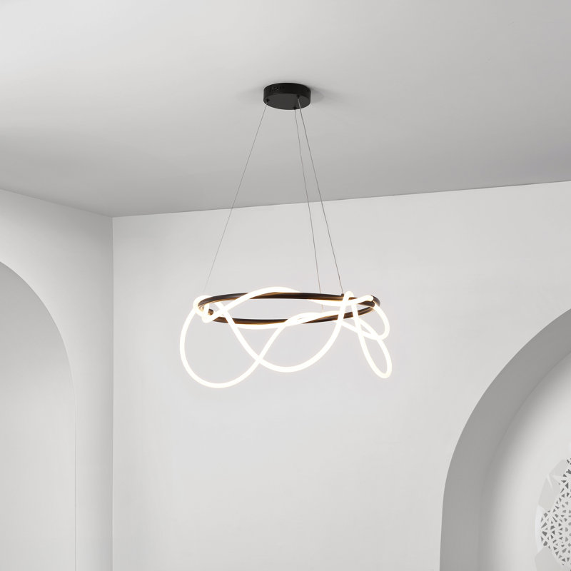 Shiana Contemporary Minimalist 360 Adjustable Silicone Neon Rope Dimmable Integrated Chandelier, 0.75'' H x 25'' W x 25'' D