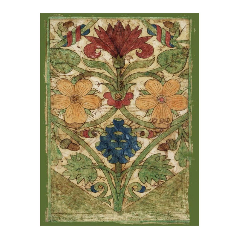 Tapis vert lavable à la machine à motif floral multicolore, Tapis de couloir 2 pi 6 po x 9 pi 10 po inclus